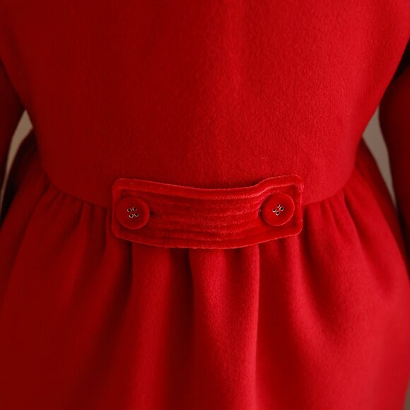 Girl's Red Coat Wool Double Breasted Velvet Collar & Cuffs Designer Boutique NWT - Picture 5 of 9